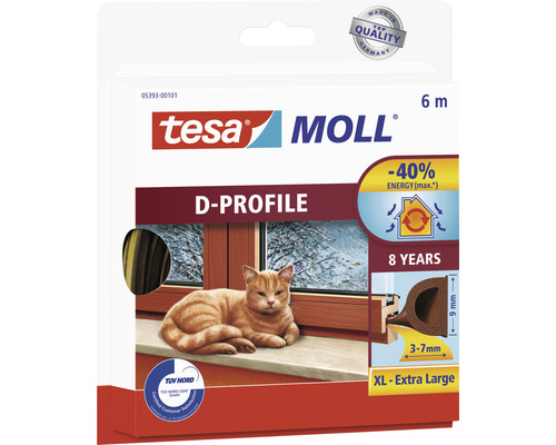 Těsnění Tesa Moll D-profil, 6 metrů, pro izolaci oken
