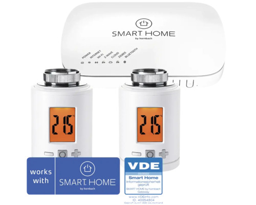 Startovací sada topení SMART HOME by hornbach včetně gateway a 2 radiátorových termostatů Eurotronic
