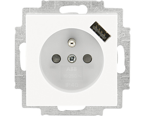 Zásuvka ABB 5569H-A02357 01 Levit s USB nabíjením bílá