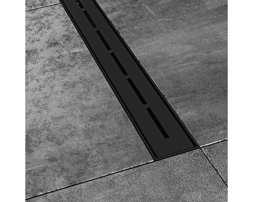 Černý sprchový žlab v podlaze