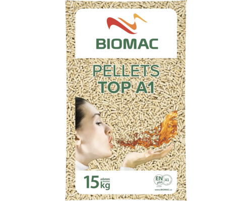 Dřevěné pelety BIOMAC TOP ENplus A1 balení 15 kg