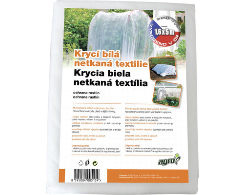 Netkaná textilie krycí Agro 1,6 x 5 m 19g/m² bílá