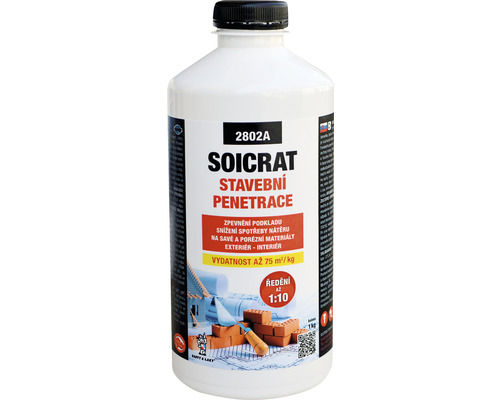 Penetrační nátěr Soicrat akrylátová disperze 1 kg Stavební penetrace Soicrat v bílé lahvi