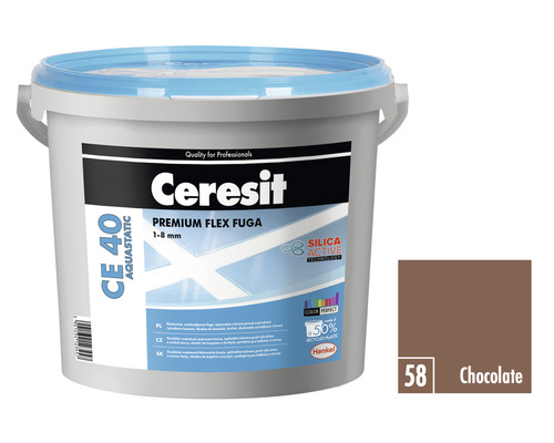 Spárovací hmota CERESIT CE 40 Aquastatic 5 kg 58 chocolate Ceresit CE 40 Aquastatic Premium Flex spárovací hmota 1-8 mm, barva čokoláda