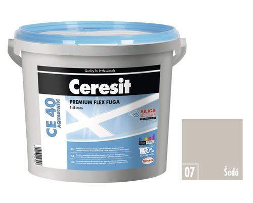 Spárovací hmota CERESIT CE 40 Aquastatic 5 kg 07 šedá Kbelík Ceresit CE 40 Aquastatic Premium Flex spárovací hmota 1-8 mm