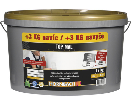 Barva na zeď Hornbach Top Mal bez konzervantů bílá 16+3 kg