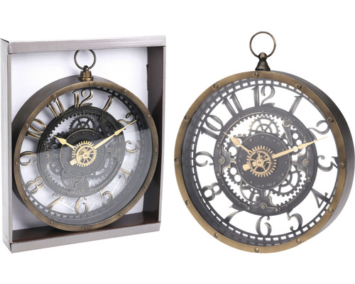 Nástěnné hodiny industriální s hodinovým strojkem na ciferníku 26,7x5 cm