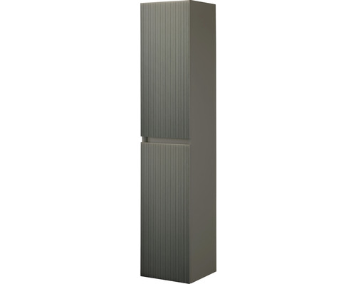 Vysoká skříň se dvěma dvířky a vertikálně rýhovaným povrchem do koupelny