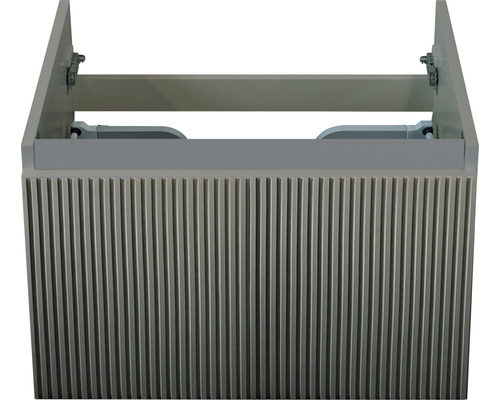 Skříňka pod umyvadlo se dvěma otevřenými dvířky a rýhovanou přední stranou