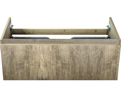 Skříňka pod umyvadlo s dřevěnou strukturou