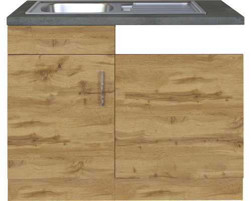 Kuchyňská spodní skříňka s dřezem a pracovní deskou se vzhledem dřeva