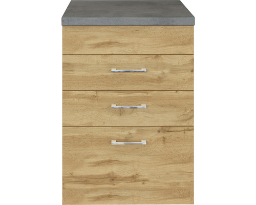 Spodní skříňka se třemi zásuvkami a šedým krytem