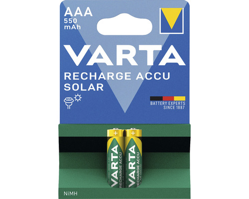 Varta Recharge Accu Solar AAA baterie, 550 mAh, balení po 2 kusech