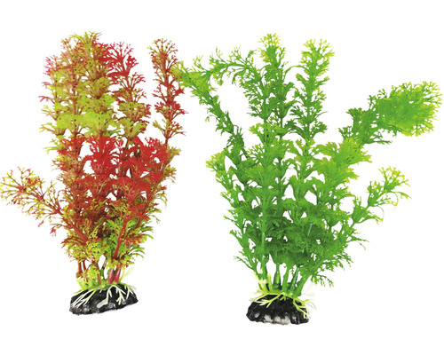 Dvě umělé akvarijní rostliny