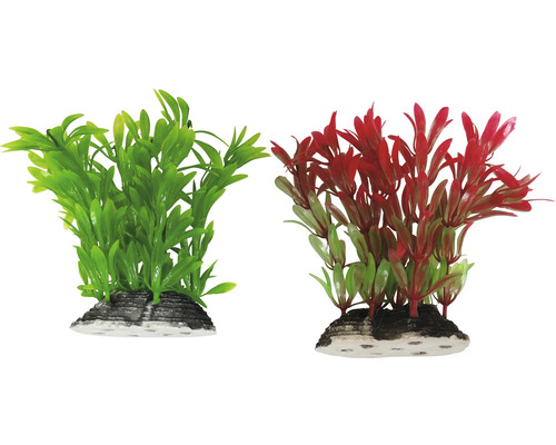 Dvě umělé akvarijní rostliny na podstavci