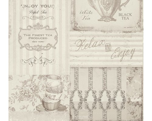 Vliesová tapeta kuchyňský vintage Tea time 10,05x0,53 m Tapeta s čajovými motivy ve vintage stylu
