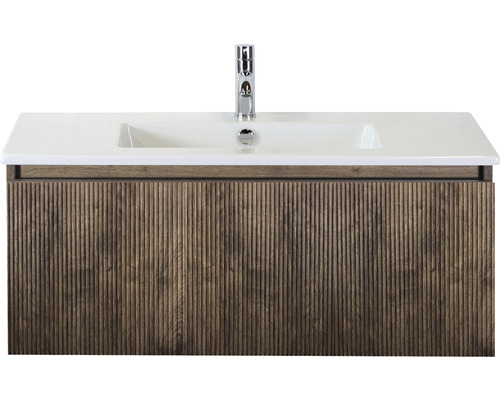 Souprava koupelnového nábytku Sanox Frozen 3D ŠxVxH 101 x 42 x 46 cm barva čela charleston 2dílná s keramickým umyvadlem Skříňka s umyvadlem a vodovodní baterií