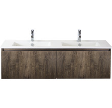 Skříňka pod umyvadlo se dvěma umyvadly a dvěma kohoutky