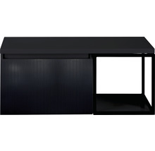 Černá skříňka pod umyvadlo s rýhovanou přední stranou a otevřenou přihrádkou