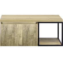 Konferenční stolek s dřevěnou deskou a kovovým rámem