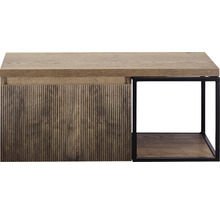 Konferenční stolek s dřevěnou strukturou a otevřenou úložnou přihrádkou