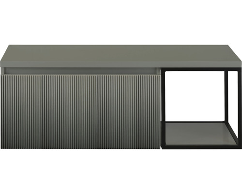 Koupelnová skříňka pod umyvadlo Sanox Frozen 3D petrolej 120 x 43 x 45 cm Šedá skříňka pod umyvadlo s vroubkovanou přední stranou a otevřenou policí