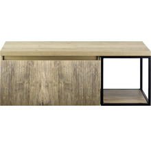 Moderní dřevěný konferenční stolek s úložným prostorem a kovovým rámem