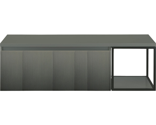 Koupelnová skříňka pod umyvadlo Sanox Frozen 3D petrolej 140 x 43 x 45 cm Skříňka pod umyvadlo s rýhovanou přední stranou a otevřenou policí