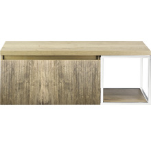 Dřevěný odkládací stolek s kovovým rámem