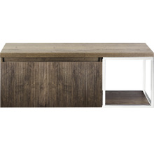 Dřevěná konzole s policí a kovovým rámem