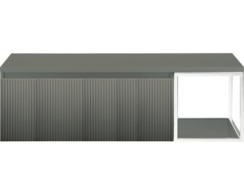 Koupelnová skříňka pod umyvadlo Sanox Frozen 3D petrolej 140 x 43 x 45 cm Spodní skříňka s rýhovanou přední stranou a otevřenou policí