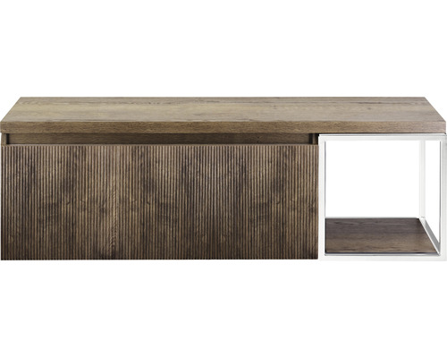 Skříňka s dřevěným povrchem a úložným prostorem