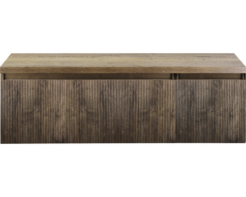 Dřevěná skříňka pod umyvadlo s rýhovanou přední stranou