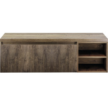 Dřevěná skříňka s policemi a svisle rýhovanými dvířky