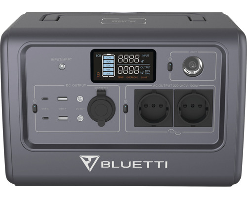 Bluetti Powerstation s různými přípojkami a displejem