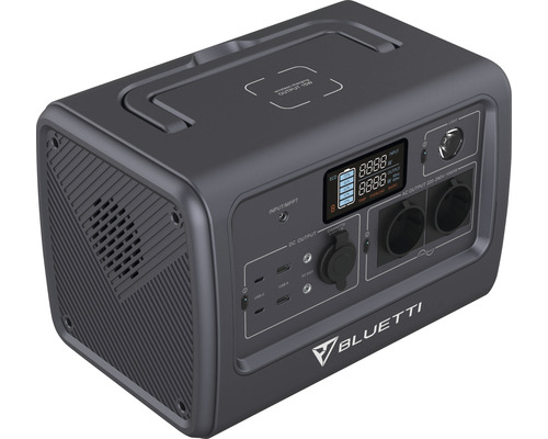 Bluetti Powerstation s různými přípojkami a LCD displejem