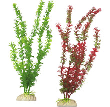 Dvě imitace rostlin do akvária s plastovým podstavcem