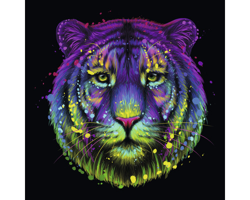 Skleněný obraz Neon Tiger 30x30 cm