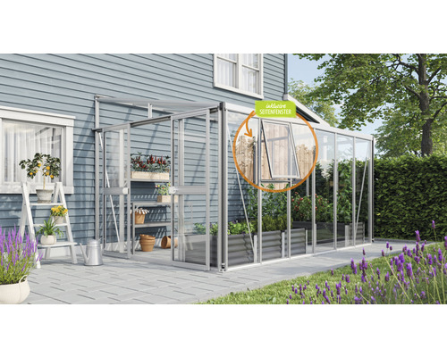 Skleník s bočním oknem do zahrady