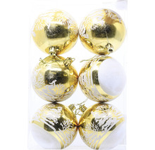 Šest skleněných vánočních koulí se zimními motivy