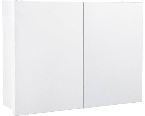 Bílá zrcadlová skříňka se dvěma dvířky do koupelny