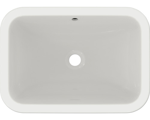 Umyvadlo na desku ze sanitární keramiky, obdélníkové se zaoblenými rohy