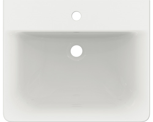 Snímek bílého umyvadla shora