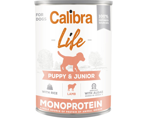 Konzerva pro štěňata jehněčí Calibra Dog Life Puppy & Junior Lamb with rice 400 g
