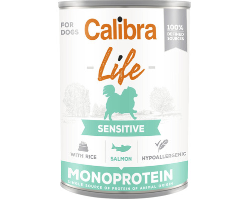 Konzerva pro psy s citlivým zažíváním Calibra Dog Life Sensitive Salmon with rice 400 g