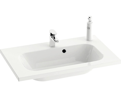 Umyvadlo na skříňku RAVAK Chrome litý mramor bílá 600 x 158 x 490 mm XJG01160000 Umyvadlo s vodovodní baterií a dávkovačem mýdla