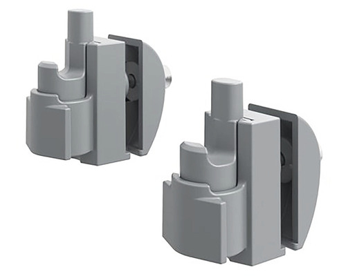 Dvě šedé skleněné svorky pro montáž