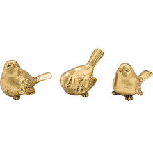 Tři dekorativní zlaté ozdoby ve tvaru ptáků