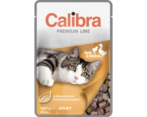 Calibra Premium Line krmivo pro kočky s kachnou a kuřetem, 100 gramů pro dospělé kočky