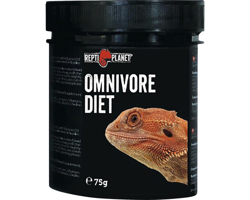 Doplňkové krmivo pro plazy Repti Planet Omnivore diet 75 g Logo Repti Planet. Dóza krmiva pro plazy Omnivore Diet, 75 g